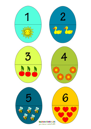 Veľkonočné vajíčka - počítame a priraďujeme čísla