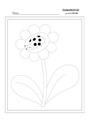 Kvet s lienkou - obťahujeme vybodkovaný obrázok