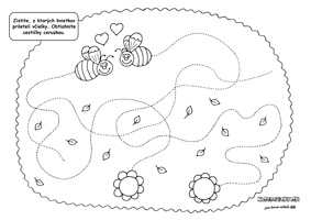 Včielky hľadajú cestičku - pracovný list pre deti