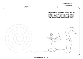 Mačka - grafomotorika - pracovné listy pre deti