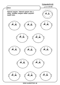 Tváre - grafomotorika - pracovné listy pre deti