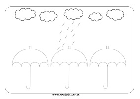 Dáždniky - grafomotorika - pracovné listy pre deti