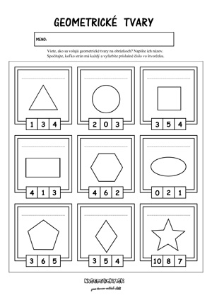 Geometrické tvary - pracovný list