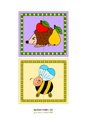 Puzzle zvieratká - ježko a včielka