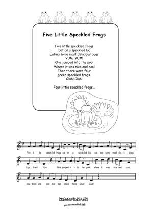 Five little speckled frogs - song for kids