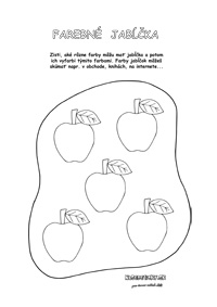Jabĺčka - farby - pracovný list pre deti