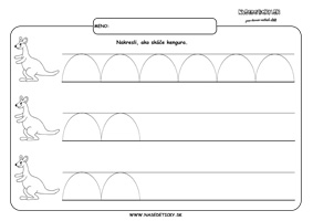 Kengura - grafomotorika - pracovný list pre deti
