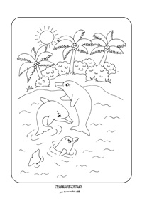 Delfíny - omaľovánka pre deti na vytlačenie